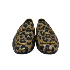 Gucci Metallic Animal Print Horsebit Loafers